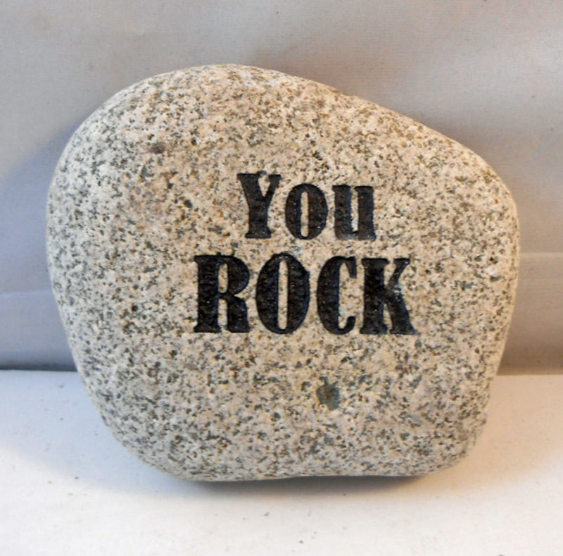 You Rock engraved stone