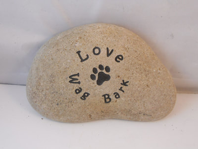 engraved rock with love and paw print dog owner gift