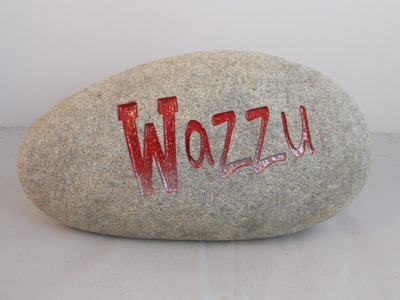 engraved rock gift with Wazzu 