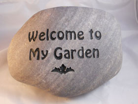 Engraved Slate & Rock signs for welcome to my garden