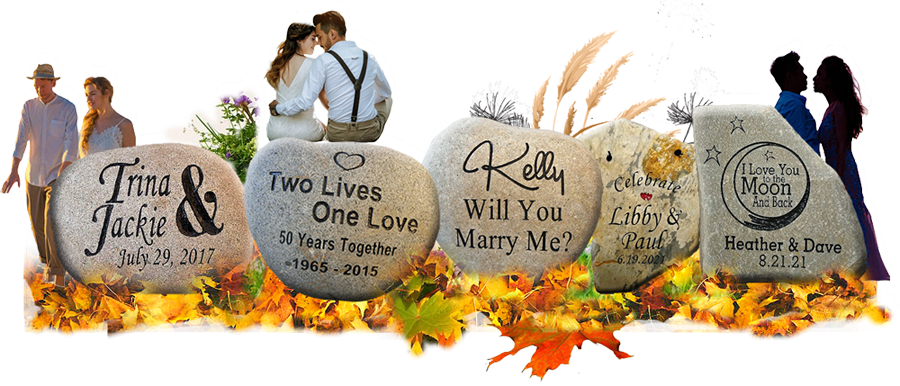 personalized custom engraved natural stone and slate pieces mark and help anyone celebrate a milestone - birthday, wedding, anniversary and graduation