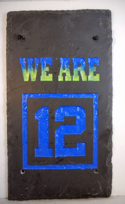Engraved rock and slate Seahawks "we are 12" gift