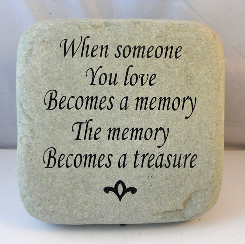 engraved memorial family member loss rock and paver signs